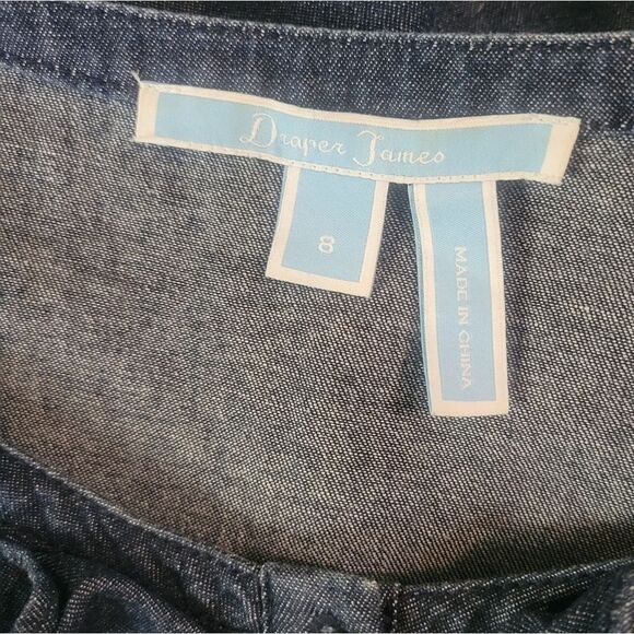 Draper James Chambray Ruffle Shirt Dress Size 8 - Picture 6 of 8